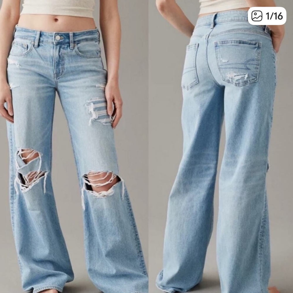AMERICAN EAGLE Low Rise Baggy Wide Leg Jeans